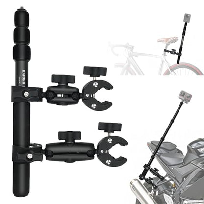 Heavy Duty Motorcycle Double Clamp Mount Compatible for Insta360 X5-X - color: Black