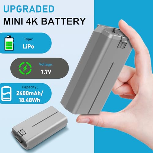 Anegine Mini 4K Battery for DJI Mini 2/4K and Charging Hub, 2-Pack 2400mAh