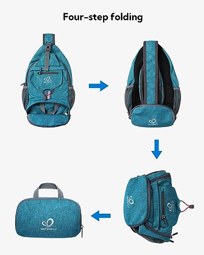 WATERFLY Packable Sling Backpack Lightweight Crossbody Bag Travel Daypack - color: Cyan