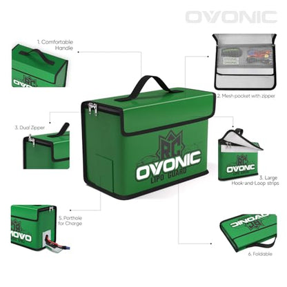 OVONIC Lipo Safe Bag Fireproof Explosionproof Bag, Large Capacity for Lipo Battery Charge & Storage - size: 1 Count (Pack of 1)