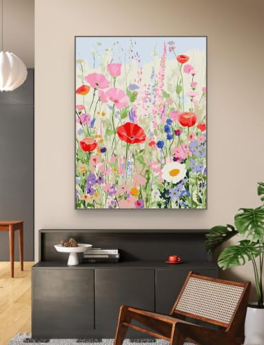 ZRIZQ Flowers Paint by Numbers Kit for Adults Beginner,Wildflowers, 16x20 - color: 16"X20"Rolled Canvas-Wildflowers