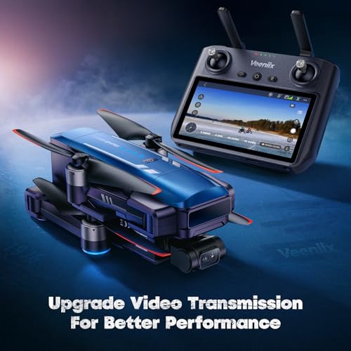 Veeniix V11PRO RC2 Drone for Adults 3-Axis Gimbal 8K Camera Screen Remote - color: Blue and White