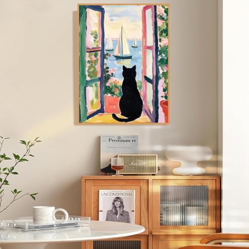 Black Cat Diamond Art Kits for Adults Diamond Painting Kit for Beginner - color: DP04356