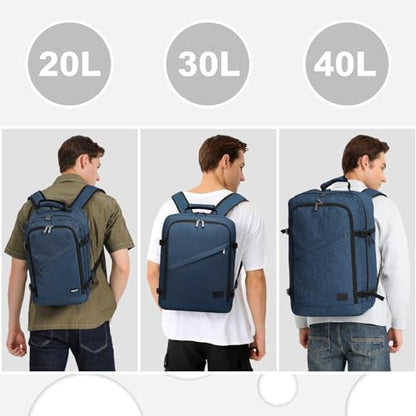 Kono Travel Backpack Airline Approved Overhead Bin Personal Item Bag - color: Navy, size: Large