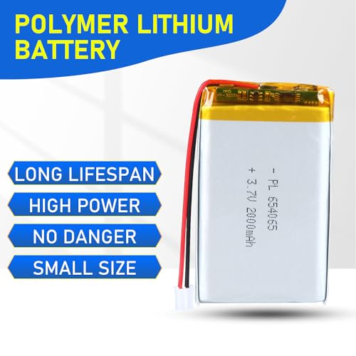 654065 3.7V Lipo Battery 2000mAh 654065 Rechargeable Lithium Polymer - size: 654065 2000mAh