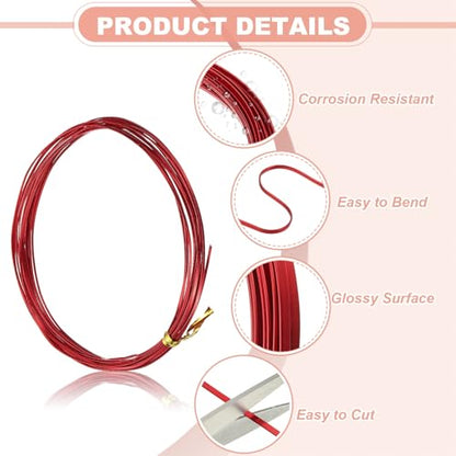 uxcell 1 Rolls 24 Gauge Flat Aluminum Wire, 16.40 ft Soft Craft Wire for Flower Bonsai Crafts Carving DIY Bezel Sculpting Gem Metal Wrap, Red - color: Red, size: 24 Gauge 1mm
