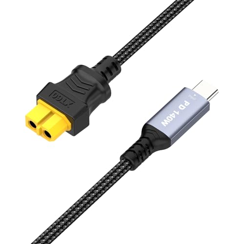 3.3FT USB C to XT60 Charging Cable,Type C to XT60 Female Fast Charging up to 28V 5A 140W Nylon Braided Cable for Portable Drone, Portable Power Station,Model, Energy Storage Power, RC Lipo Battery - size: 3.3FT