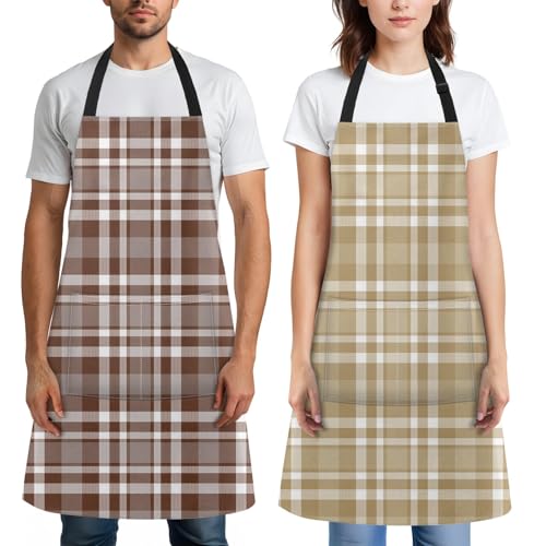 Britimes Apron with Pockets, 32x28 inch, 2 Pack, Khaki Champagne - color: Khaki Brown