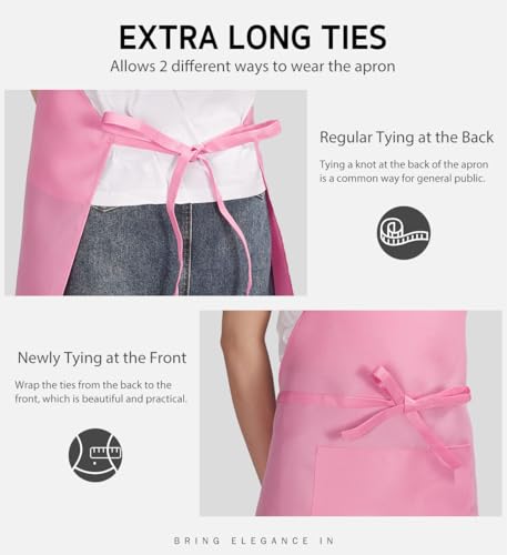 Syntus Apron for Men Women, Adjustable Cooking Kitchen Apron with 2 Pockets - color: Hot Pink, style: 2 Polyester