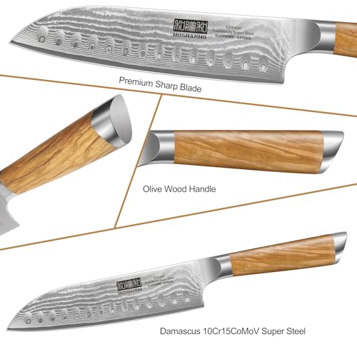 HOSHANHO Damascus Kitchen Knife Set 3PCS, Sharp Chef/Santoku/Fruit Knives - style: 3 Pieces Knife Set
