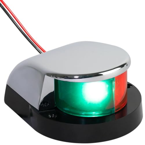 Five Oceans LED Boat Navigation Lights - Red & Green Bi-Color Bow Light, Horizontal Mount, 12V, USCG Compliant, 2NM Range for Pontoon & Fishing Boats - FO4429 - style: Chrome-plated zinc Housing
