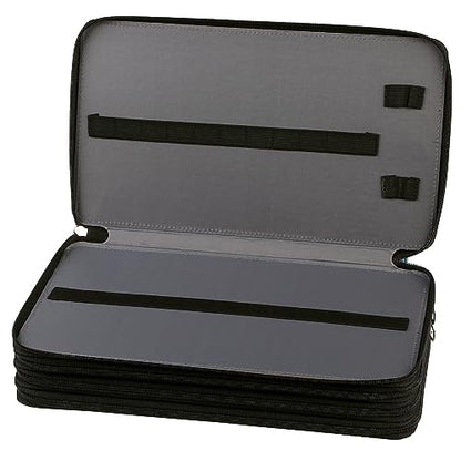 300 Slots Canvas Pencil Case 4-Layer Zipped Holder w/Handle - color: Galaxy Black, size: 300
