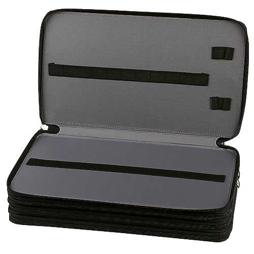 300 Slots Canvas Pencil Case 4-Layer Zipped Holder w/Handle - color: Orange Splash Ink, size: 300