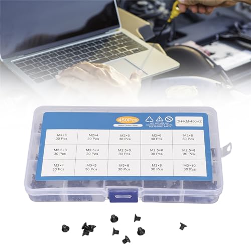 450 Pcs Laptop Screws Kit, 15 Sizes M2 M2.5 M3 with Storage Box