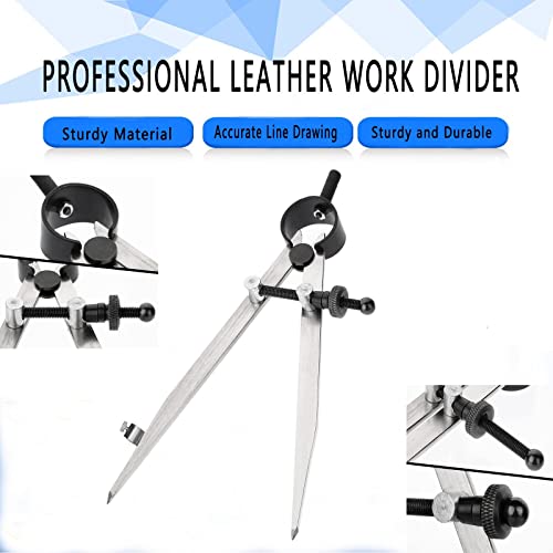 Compass for Geometry, 12 inch Professional Leather Work Divider, Woodworking Compass with Pencil Holder, Spring Divider Wing Compass, Drawing Compass for Leather and Woodworking - size: 12IN
