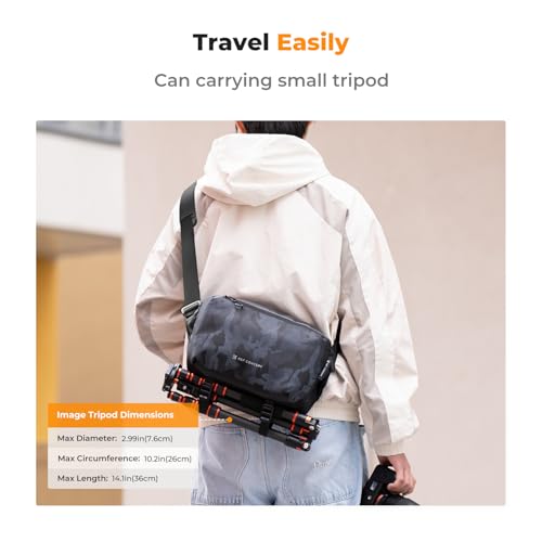 K&F CONCEPT 2 in 1 Camera Sling Bag, Everyday Shoulder Bag - color: 05 Black+Camouflage Medium