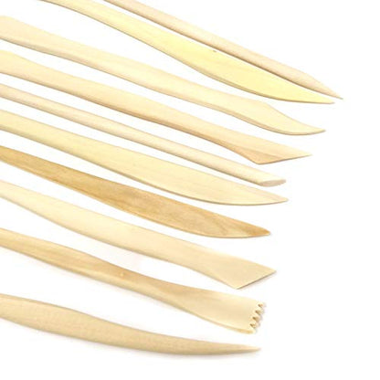 Honbay 10-Piece Double Ended Wooden Mini Modeling Tools Clay Sculpture Tools for Cutting, Carving and Smoothing