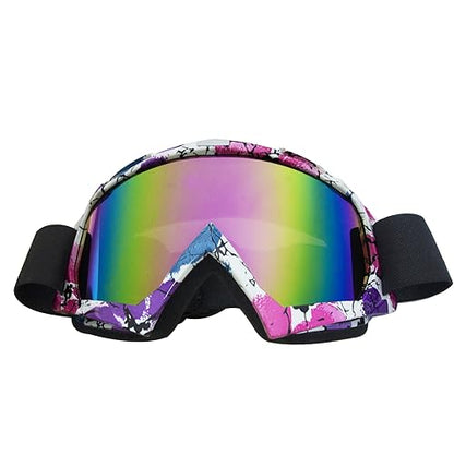 Dirt Bike Goggles Motorcycle ATV Glass Riding Four Wheeler Offroad Mx Racing Helmet Goggles - color: Pink Frame+color Pink Lens