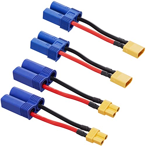 XT30 to EC5 Adapter ec5 to xt60 16AWG Connector (4 Pack) - size: XT30-EC5