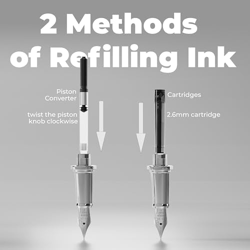 WEMATE Fountain Pen Set for Writing, Fine Nib, Black Ebony - color: Black, style: Ebony