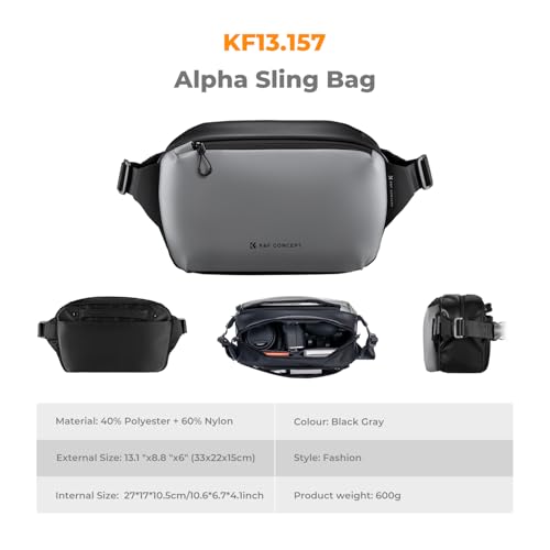 K&F CONCEPT 2 in 1 Camera Sling Bag, Everyday Shoulder Bag - color: 01 Available Black Medium