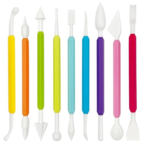 9-Piece Plastic Clay Sculpting Tool Kit – Air-Dry & Polymer Clay Modeling Set with Easy-Grip Handles
