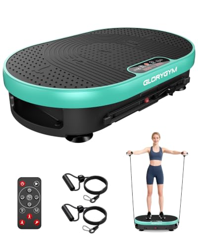 Vibration Plate Exercise Machine for Body Shaker Machine & Weight Loss, Shake Plate with Resistance Bands, 120 Speed Levels, Remote Control, Full Body Workout, Compact Home Gym Equipment - color: Green, size: Small