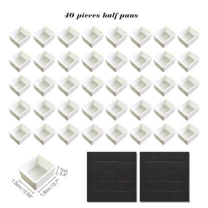 qianshan 40Pcs Empty Half Pans Watercolor Tin Palette with Magnetic Stripe - color: City