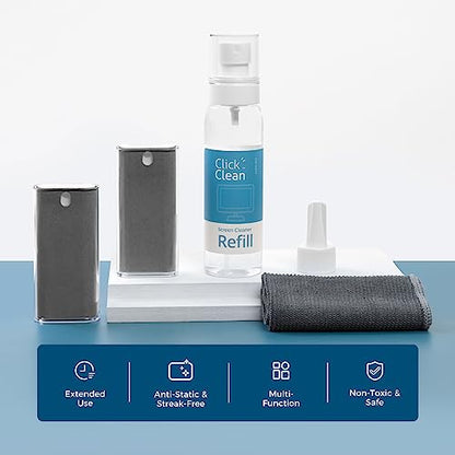 CLICK CLEAN Screen Cleaner Kit, 2 Cleaning Sprays with 4 oz Refill - size: 2 L126T Screen Cleaner Refill Kits