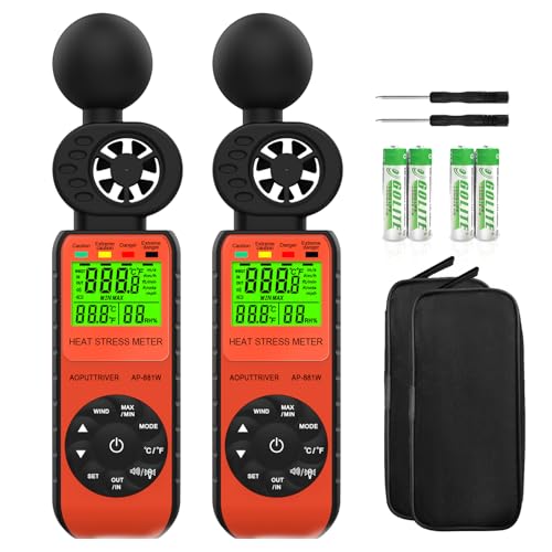 2Packs Digital Anemometer Handheld & Heat Stress WBGT Meter - color: 881W-2PCS