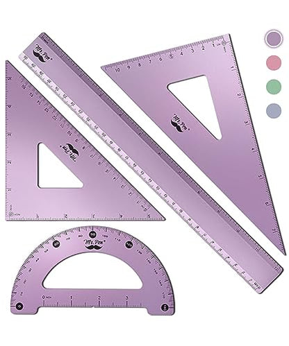 Mr. Pen- Metal Geometry Kit, 4 Pack, 45° & 30°/60° Set Squares - color: Blue Magenta Color