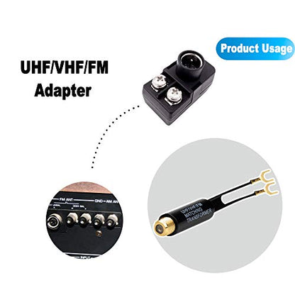 Ancable 75 Ohm to 300 Ohm Adapter Gold Plated, UHF/VHF/FM Balun Transformer - size: 4.4 In - 5Pcs
