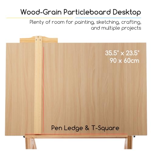 MEEDEN Wood Adjustable Drafting Table: 35.5" x 23.5" Art Drawing Desk - color: Natural Table