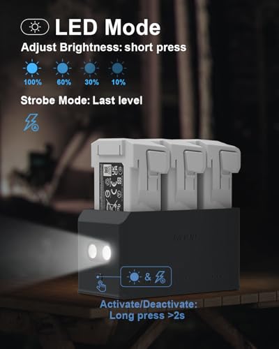LKTOP 100W Mini 5/4/3 Series Battery Charging Hub Kit, 100W Fast USB-C Power Adapter for DJI Mini 5 Pro/4 Pro/3 Pro/3 Drone Accessories, Storage LED SOS Mode (Parallel Charge 3 Batteries: 47/70 min) - size: For Mini 4/3 Series, style: Hub + 100W Charger (