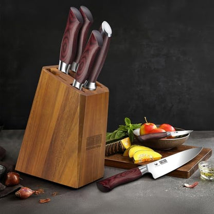 HOSHANHO 7PCS Kitchen Knife Set with Block, Sharp Chef Knives & Sharpener - size: 7 Pieces Knife Set