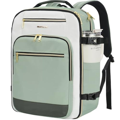 EMPSIGN 40L Travel Backpack for Women & Men - color: Beige/Light Green/Army Green