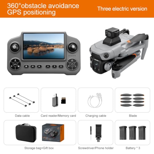 Drones with Camera for Adults 4K (Gray, 3-Battery Set) - color: Gray