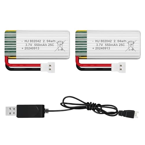 2Pcs 3.7V 550mAh Lipo Battery for RC Toy & Model (MX2.0) - size: 550mAh-MX2.0