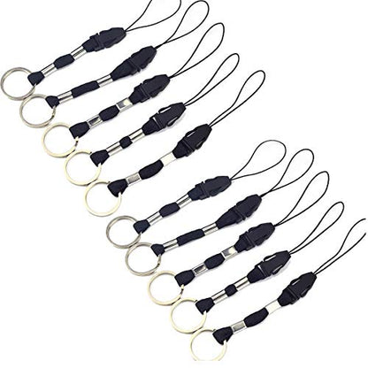 YOUOWO 10Pcs Nylon Finger Short Lanyards With Circular Ring Detachable - color: 10 Pack-black