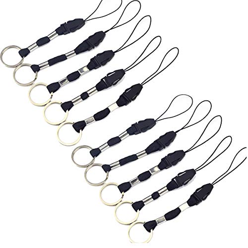 YOUOWO 10Pcs Nylon Finger Short Lanyards With Circular Ring Detachable - color: 10 Pack-black
