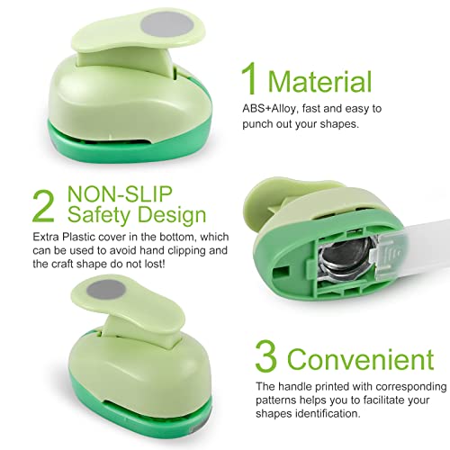 UCEC Circle Punch Craft Hole Punch for Paper Crafting 5 Different Size - color: circle, size: 5pack, 3/8+5/8+1+1.5+2in