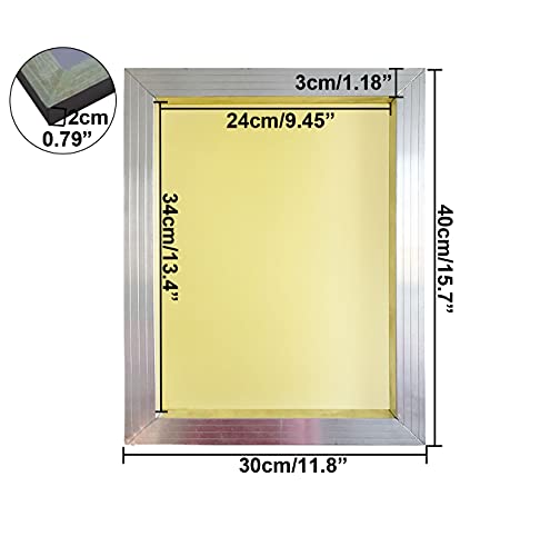 2 Pack Aluminum Silk Screen Printing Screens 12 x 16 Inch Frame-200 Yellow Mesh