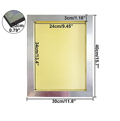 2 Pack Aluminum Silk Screen Printing Screens 12 x 16 Inch Frame-200 Yellow Mesh