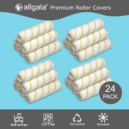 Allgala Paint Roller Covers, 24 Pack 9 Inch Shedless Lint Free Painter Roller Covers 1/2 in Roller Naps for Paint Roller Kit - size: 9" (Pack of 24)