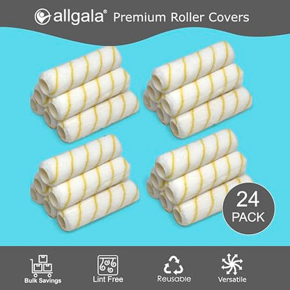 Allgala Paint Roller Covers, 24 Pack 9 Inch Shedless Lint Free Painter Roller Covers 1/2 in Roller Naps for Paint Roller Kit - size: 9" (Pack of 24)
