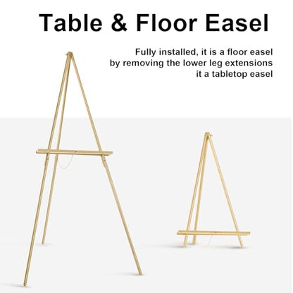Falling in Art 65" A-Frame Wooden Tripod Easel Stand (Gold) - color: Gold-1 Pack