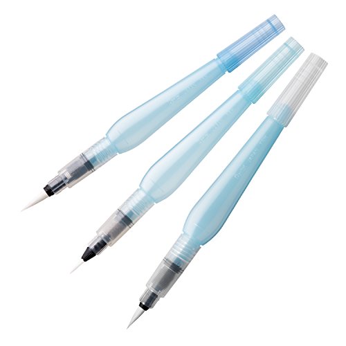 Pentel Arts Aquash Water Brush Assorted Tips, Pack of 3 (FRHBFMBP3) - style: 3 Pack Assorted