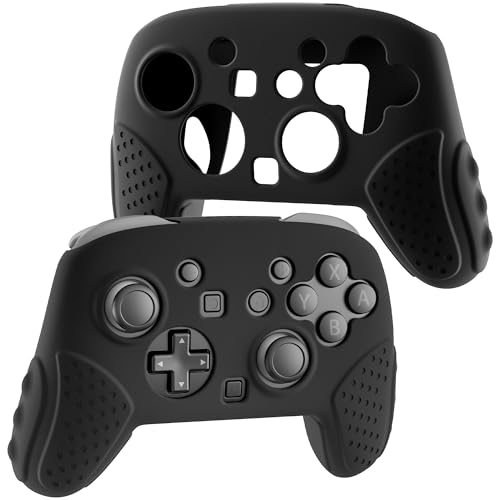 FUNDIARY Silicone Case for Nintendo Switch 2 Pro Controller, Shock-Absorption and Anti-Scratch Accessories for Switch 2 Pro with Soft Full Protective Skin and Comfortable Ergonomic Grip Design - Black - color: Black