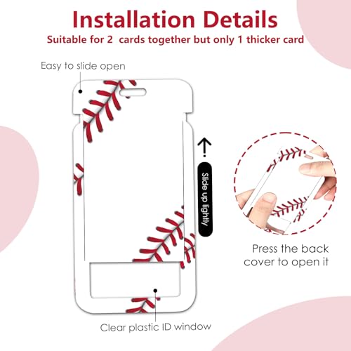 Baseball ID Badge Holder with Lanyard Vertical Card Cover Protector - color: Baseball