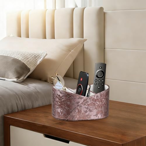 PU Leather TV Remote Control Holder,Pen Holder,Nightstand Organizer Caddy - color: Antique Embroidery